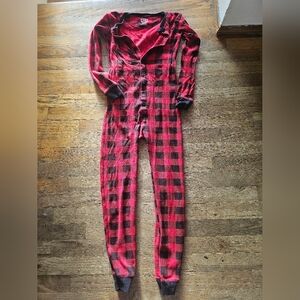 Lazy One Red and Black Plaid Kids Pajamas One Piece